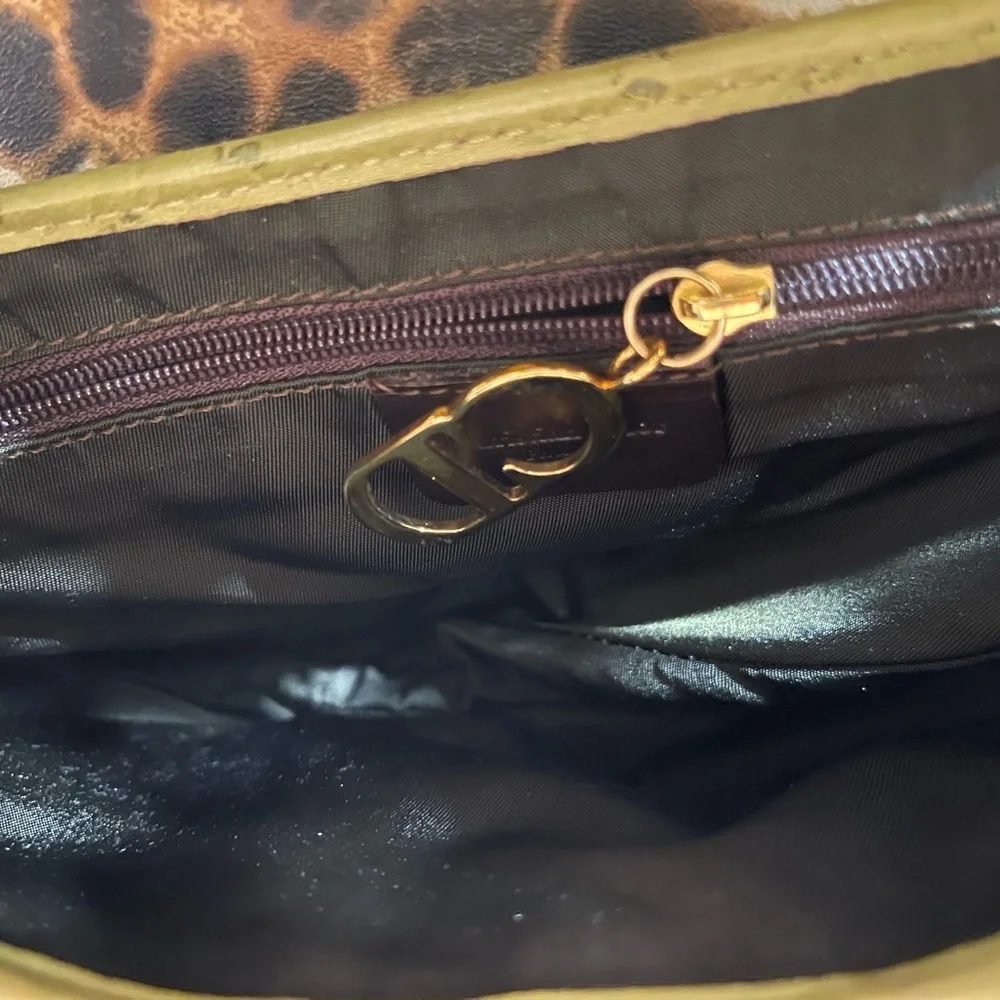 Dior Canvas & Ostrich Leather Leopard Print Saddle Bag - Picture 17 of 17